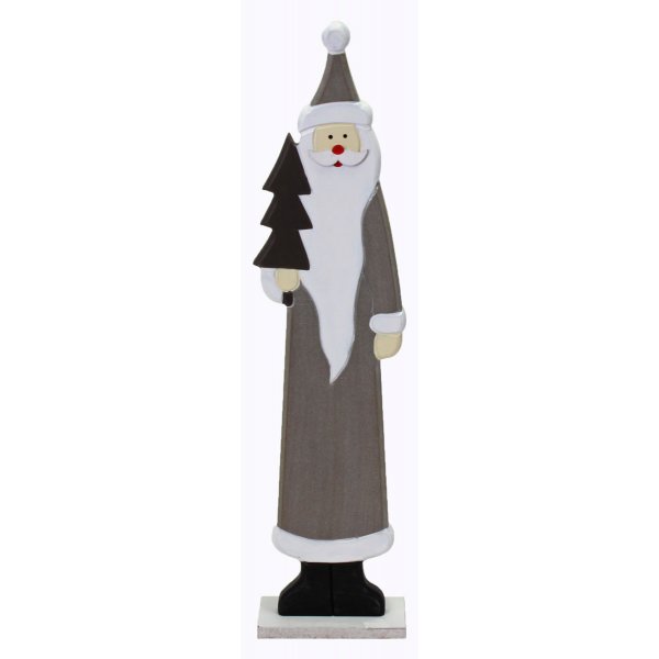 Χριστουγεννιάτικος Διακοσμητικός Ξύλινος Άγιος Βασίλης, με Δεντράκι (25cm)